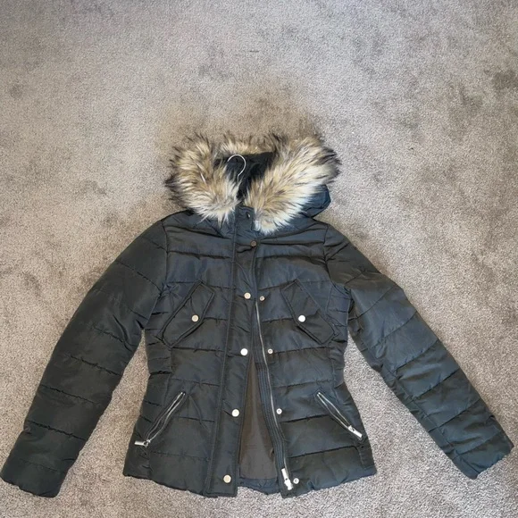 Women green puffer jacket H&M